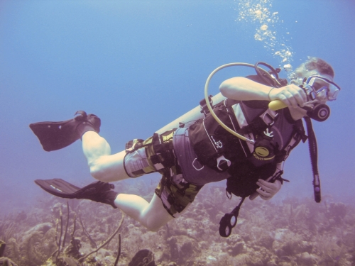 husband diving go pro cayman